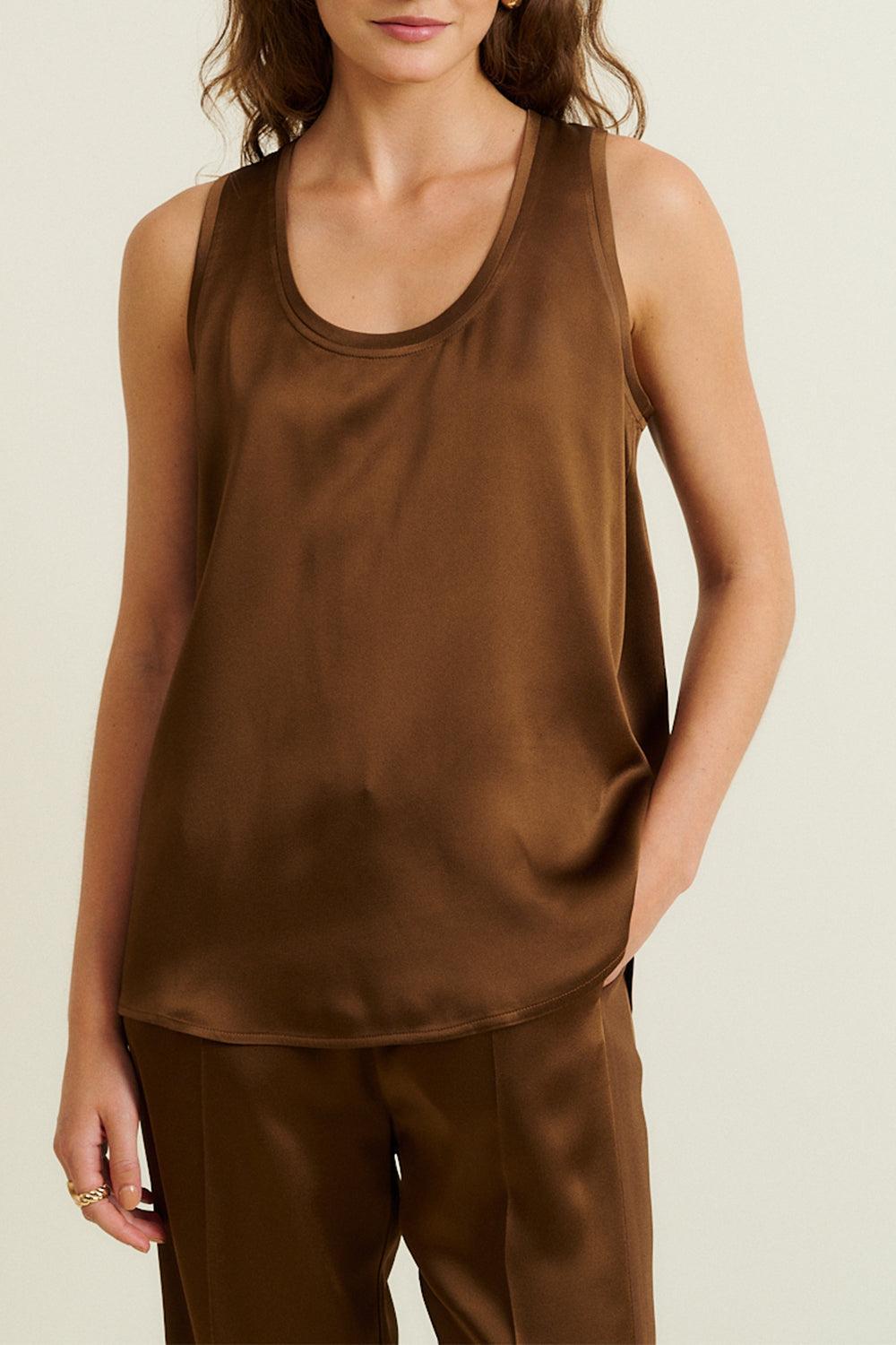 Tina Tank-BROWN-34-CLOTHINGTOPBLOUSE-DMN PARIS