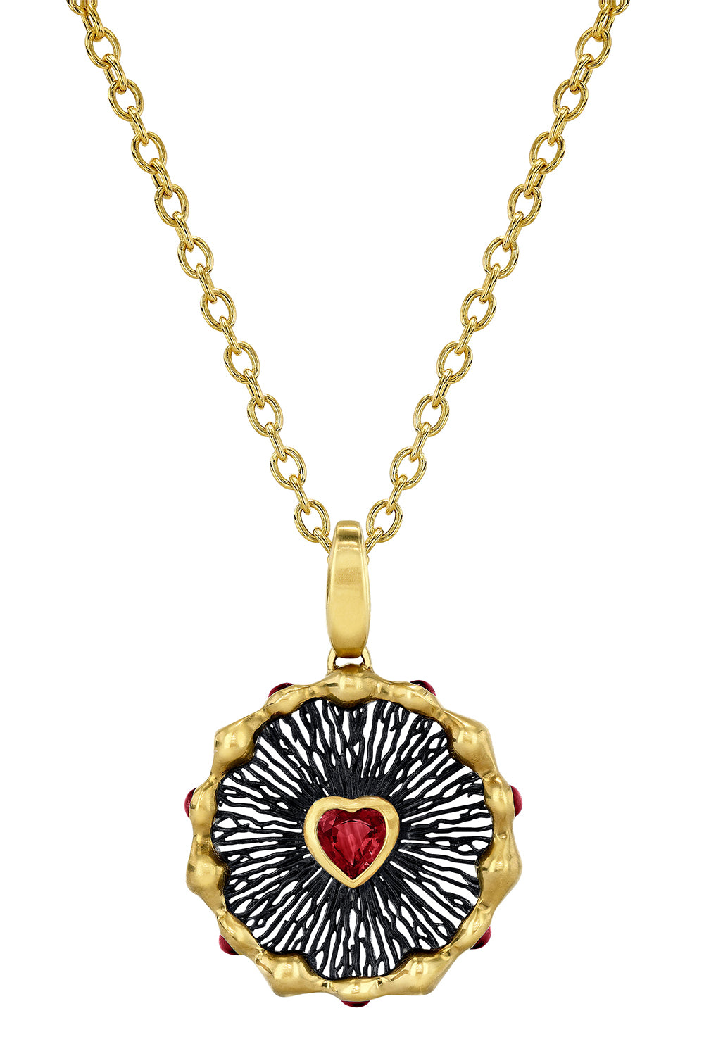 Ruby Heart Hypha Charm Necklace