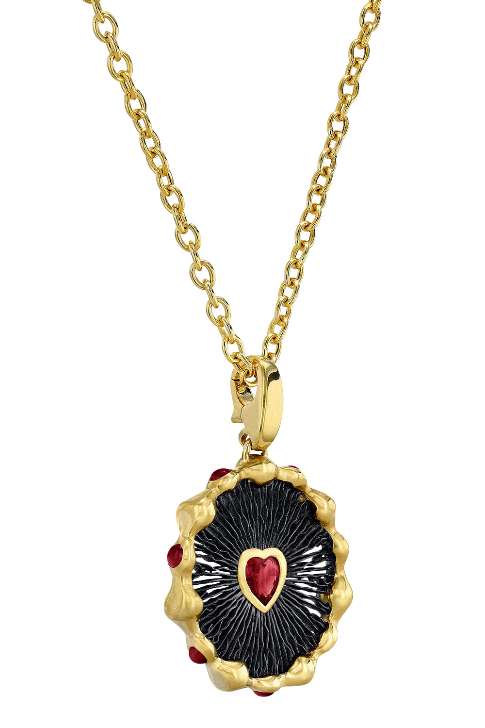 Ruby Heart Hypha Charm Necklace