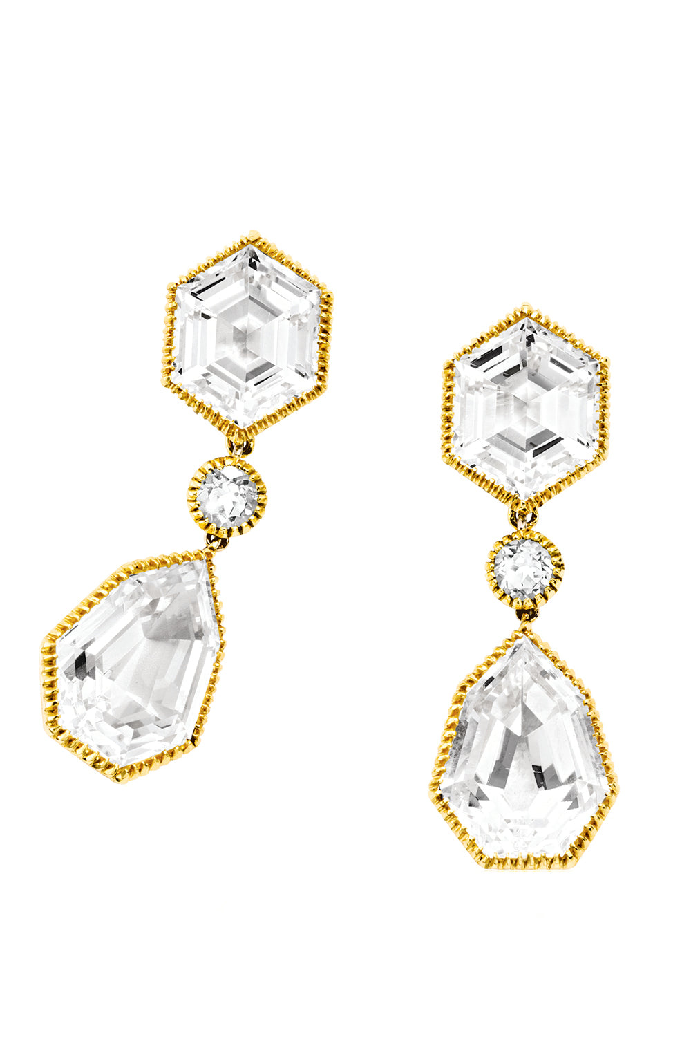 White Topaz Byzantine Pendant Earrings