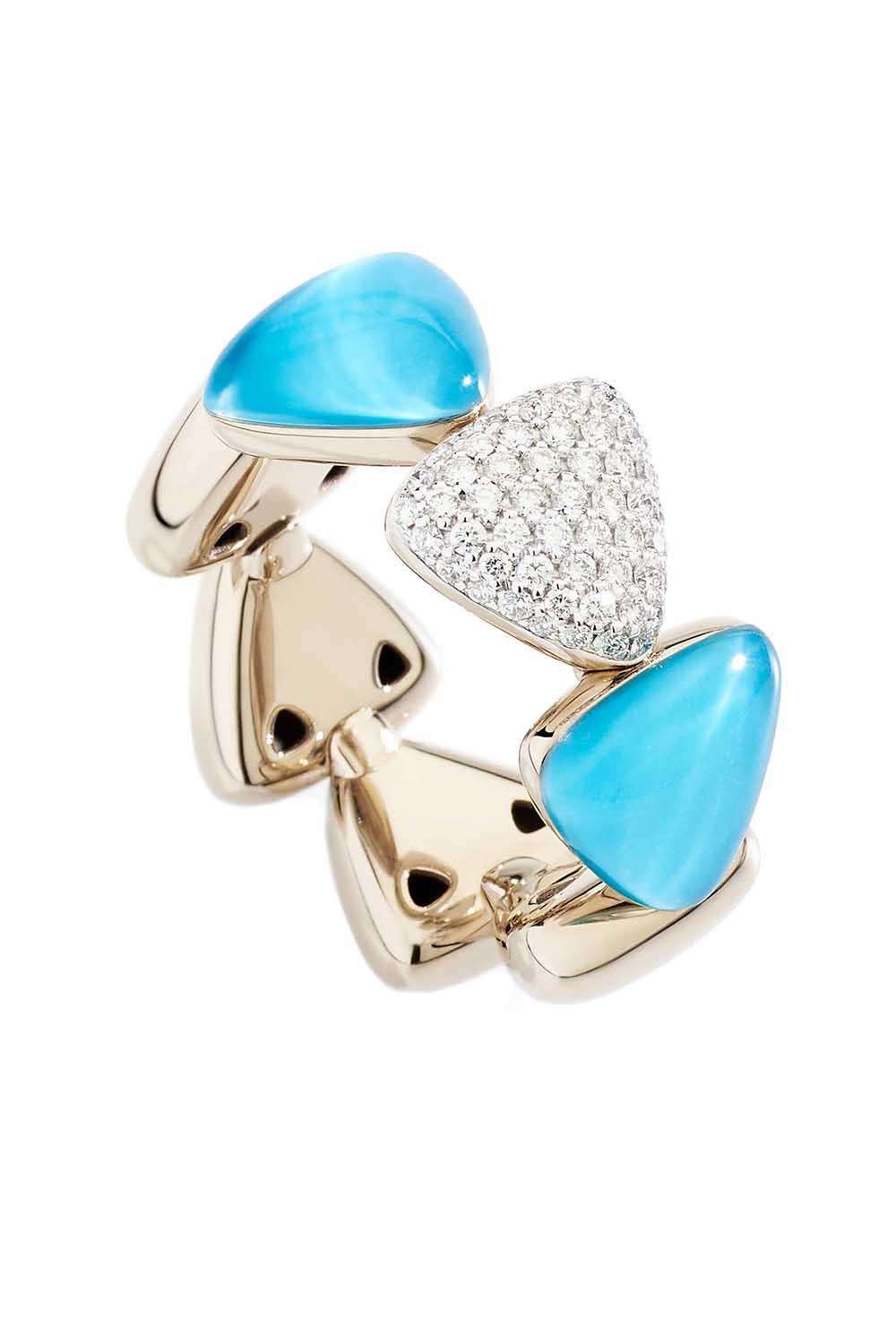 Turquoise Rock Crystal Freccia Ring-WHITE GOLD-7-JEWELRYFINE JEWELRING-VHERNIER