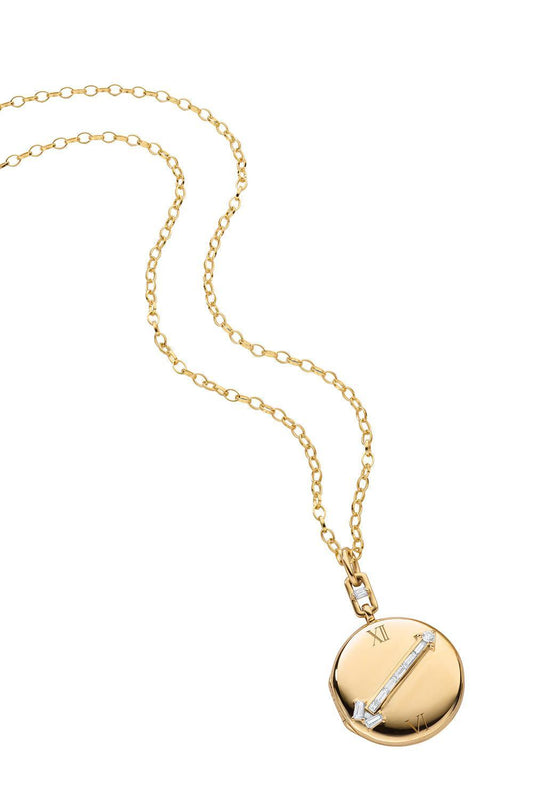 Diamond Vintage Arrow Locket Necklace-YELLOW GOLD-18-JEWELRYFINE JEWELNECKLACE O-MONICA RICH KOSANN