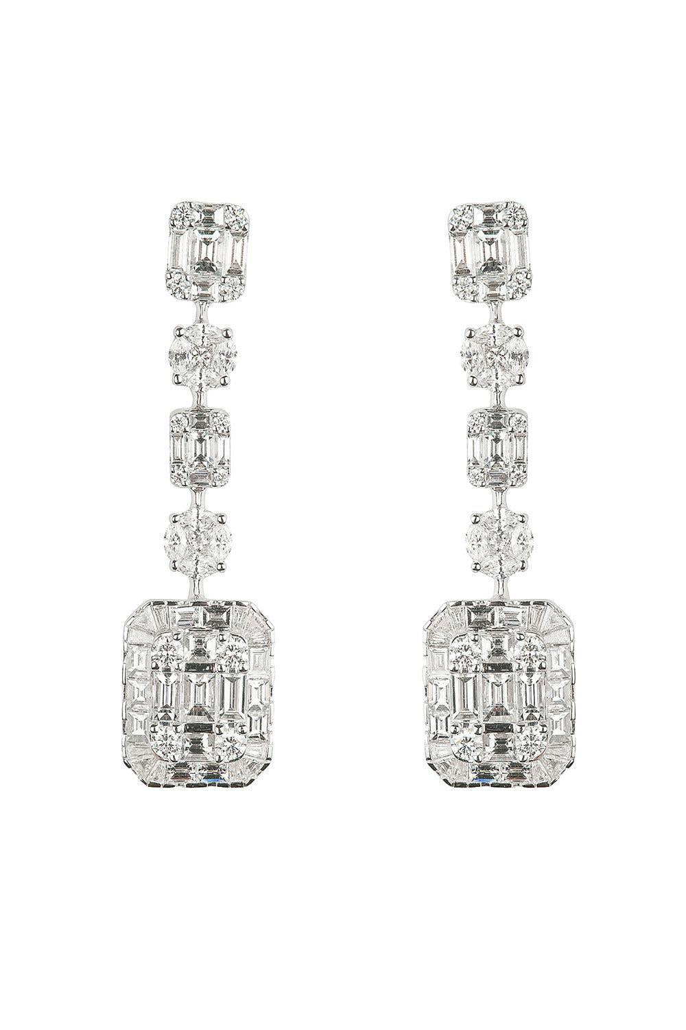 Mixed Diamond Drop Earrings-WHITE GOLD-JEWELRYFINE JEWELEARRING-ZYDO