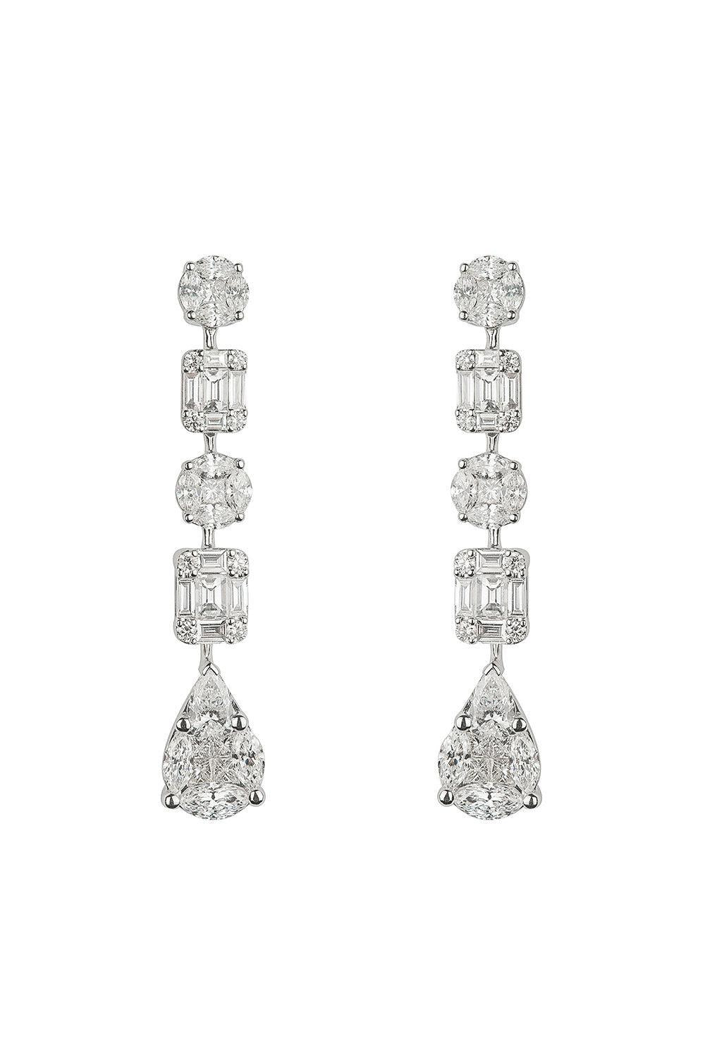 Mixed Shape Diamond Line Drop Earrings-WHITE GOLD-JEWELRYFINE JEWELEARRING-ZYDO
