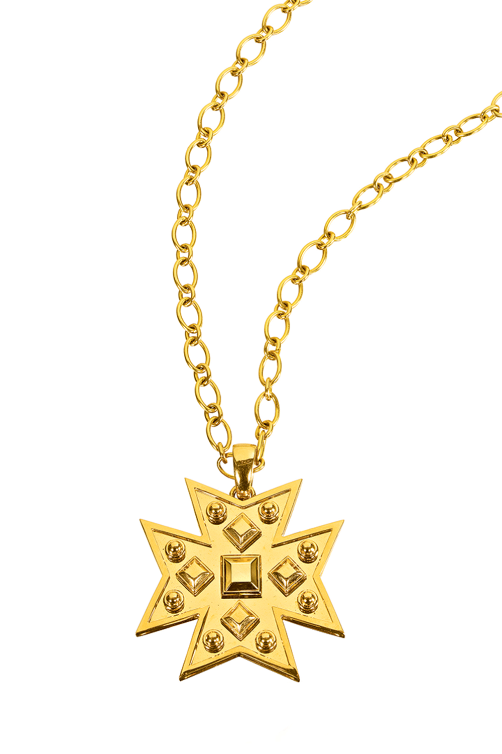 Maltese Cross Midas Pendant Necklace-YELLOW GOLD-17-JEWELRYFINE JEWELNECKLACE O-VERDURA