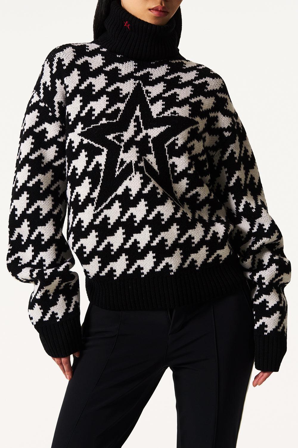 Chunky Houndstooth Sweater-BLACK/WHITE-XS-CLOTHINGTOPSWEATER-PERFECT MOMENT