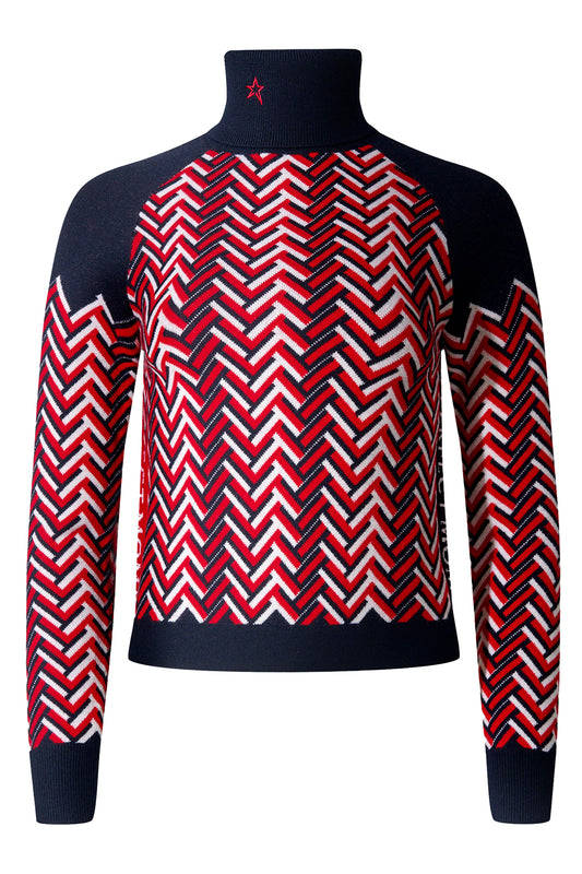 Chunky Chevron Turtleneck Sweater