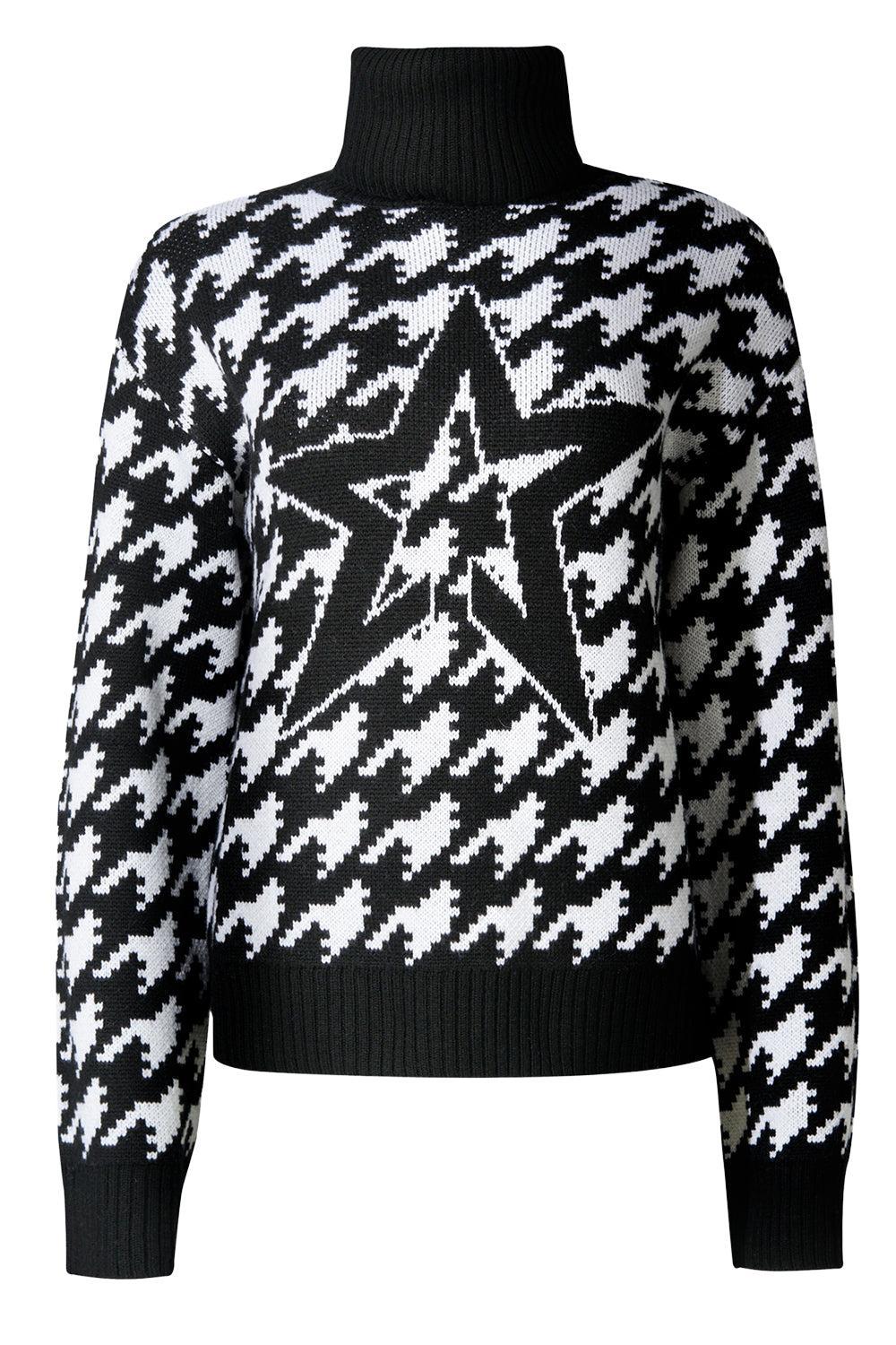 Chunky Houndstooth Sweater-BLACK/WHITE-XS-CLOTHINGTOPSWEATER-PERFECT MOMENT