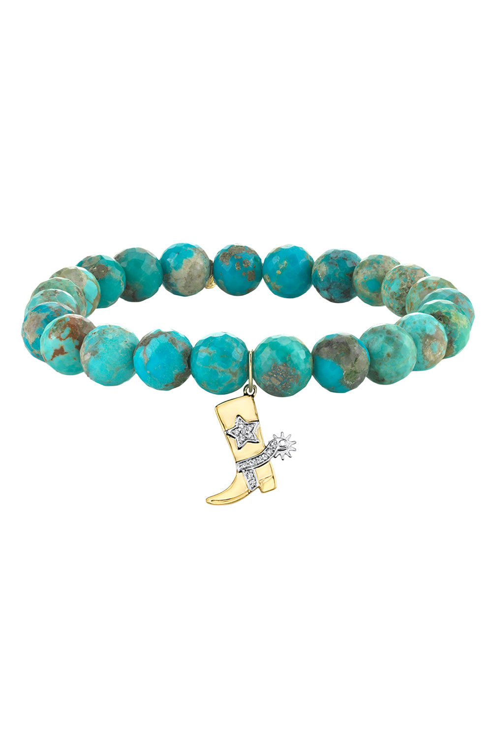 Turquoise Beaded Cowboy Boot Charm Bracelet