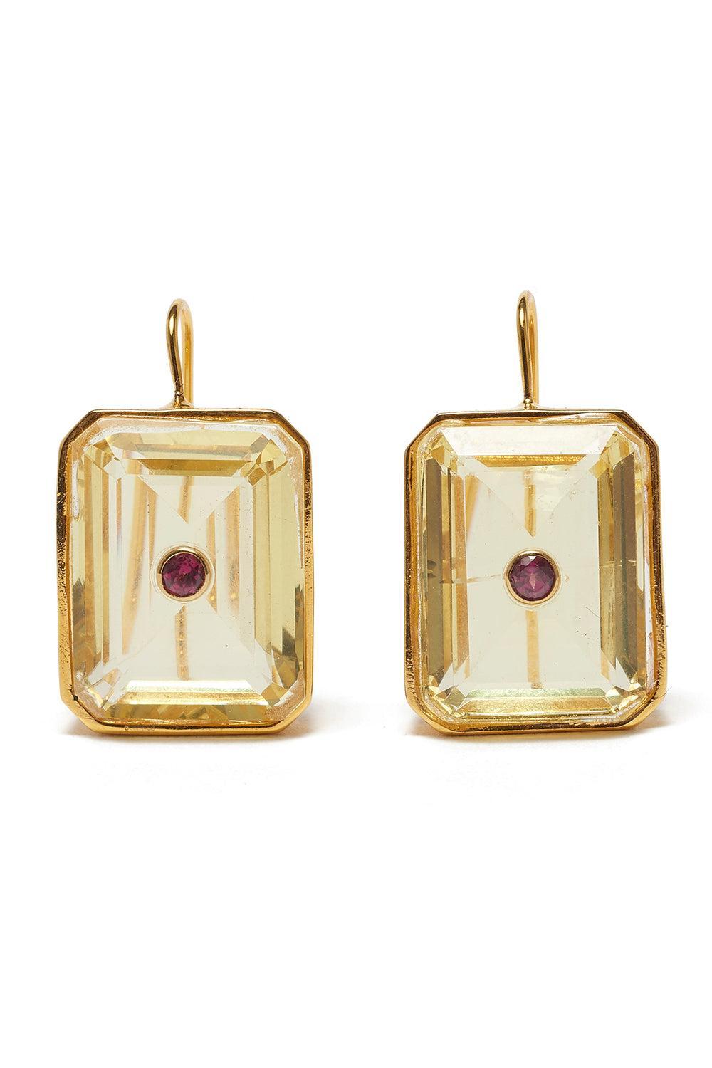 Citrine Tile Earrings-YELLOW-JEWELRYBOUTIQUEEARRING-LIZZIE FORTUNATO