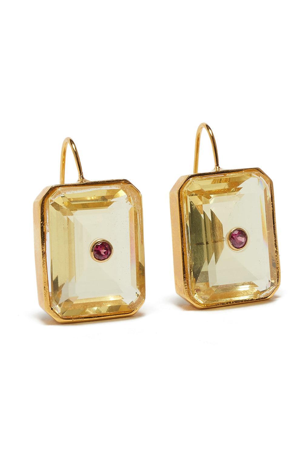 Citrine Tile Earrings-YELLOW-JEWELRYBOUTIQUEEARRING-LIZZIE FORTUNATO