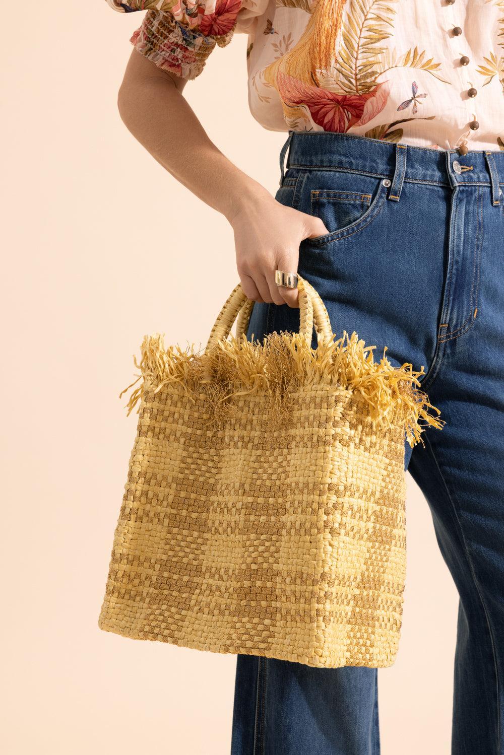 Check Mate Bag - Brushed Gold-BROWN-HANDBAGTOP HANDLE-PAMELA MUNSON