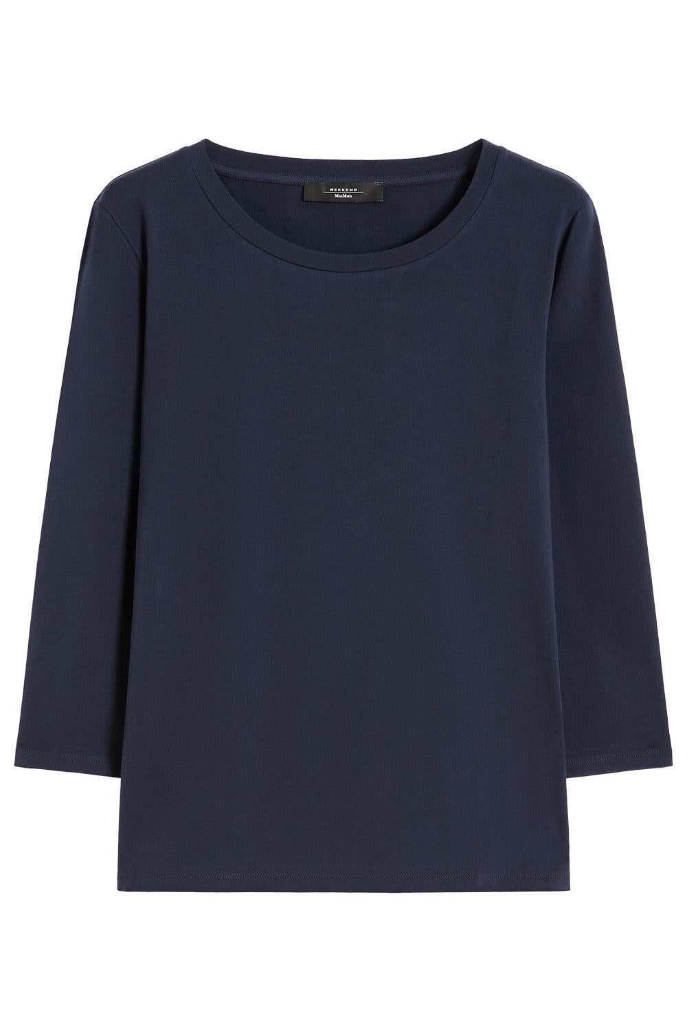 Three Quarter Sleeve Stretch Tee - Navy-NAVY-XS-CLOTHINGTOPT-SHIRT-MAX MARA