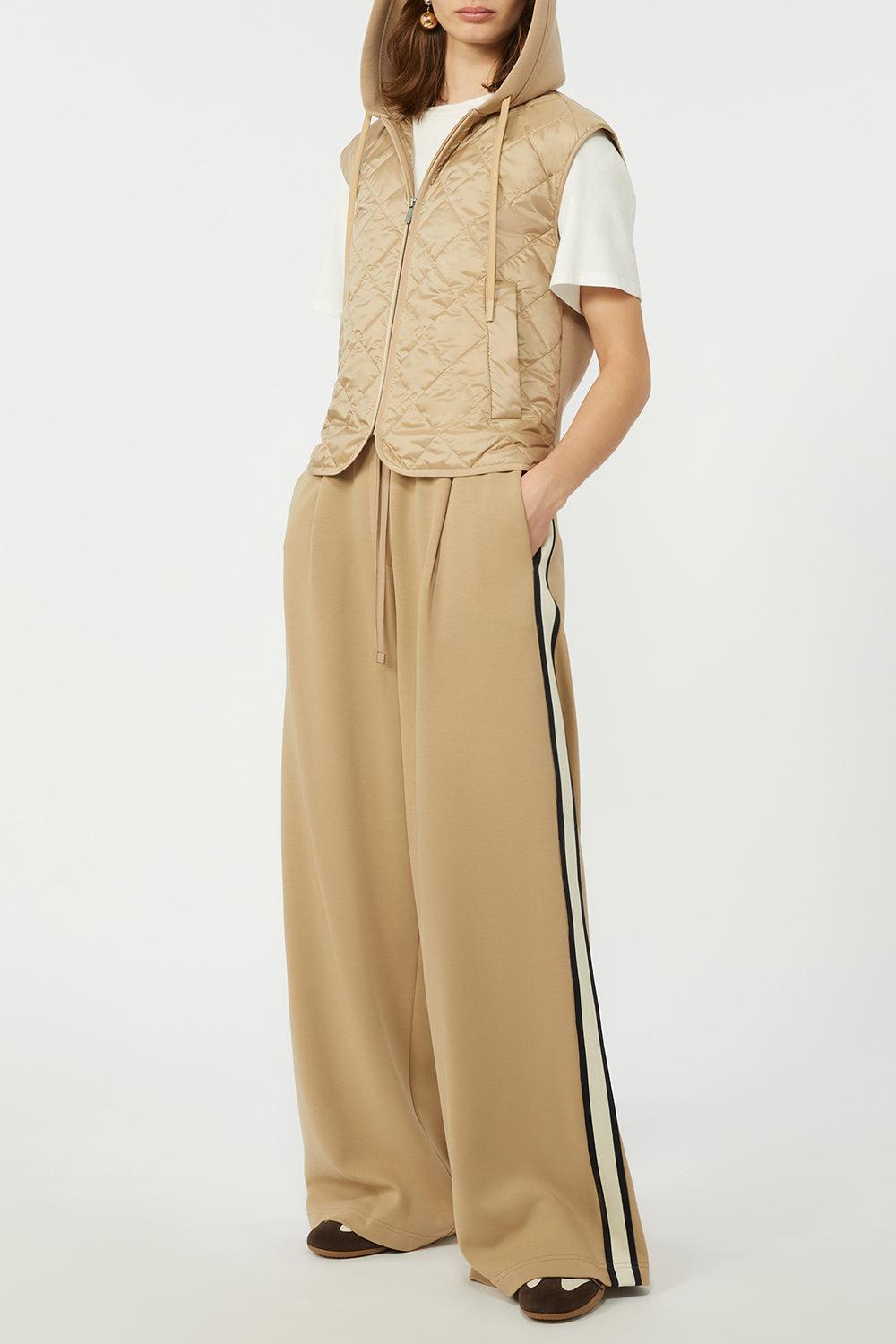 Tie Waist Stretch Track Pant-HAZELNUT-XS-CLOTHINGPANTCASUAL-MAX MARA