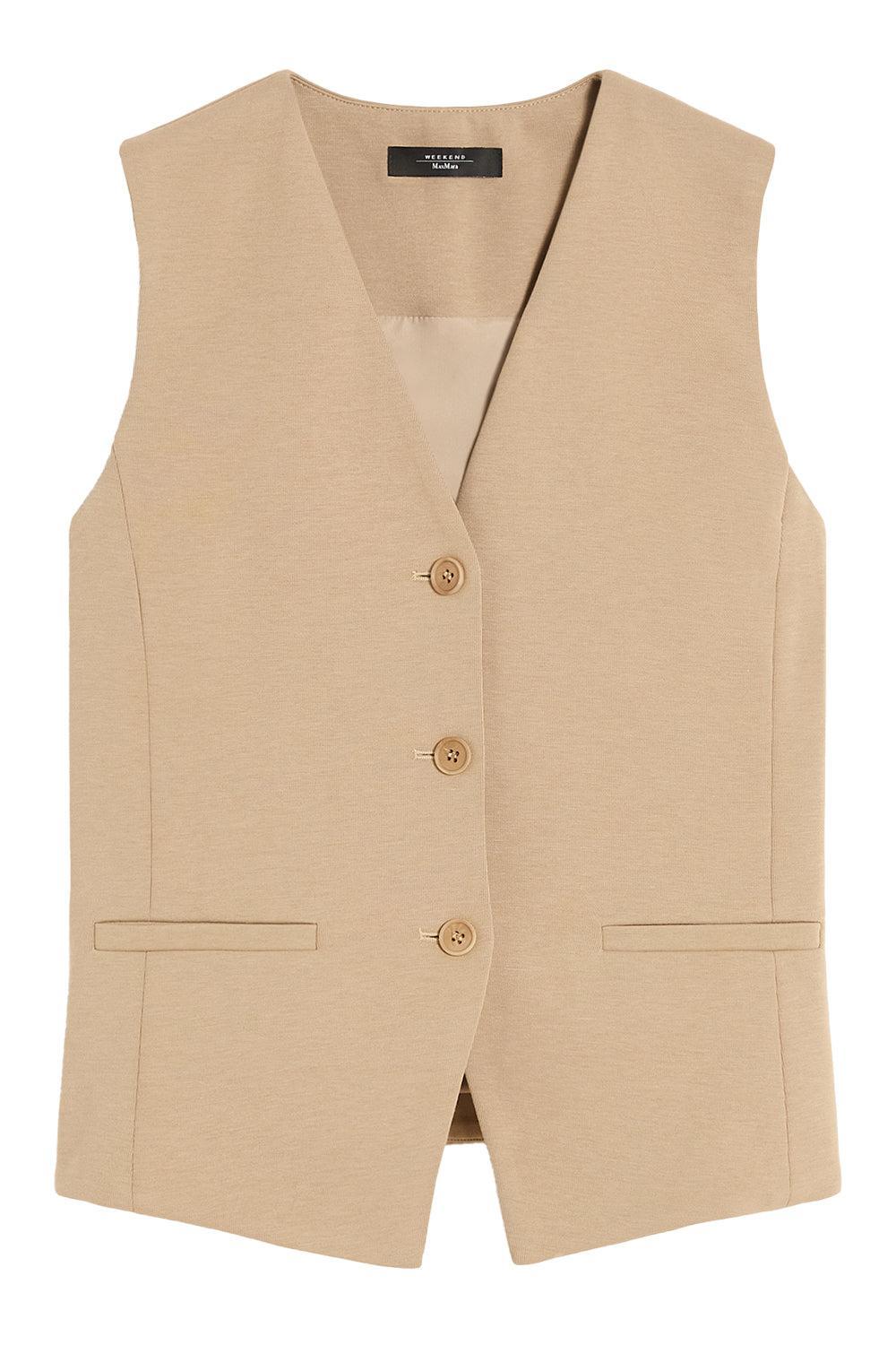 Button Front Vest-HAZELNUT-S-CLOTHINGJACKETVESTS-MAX MARA