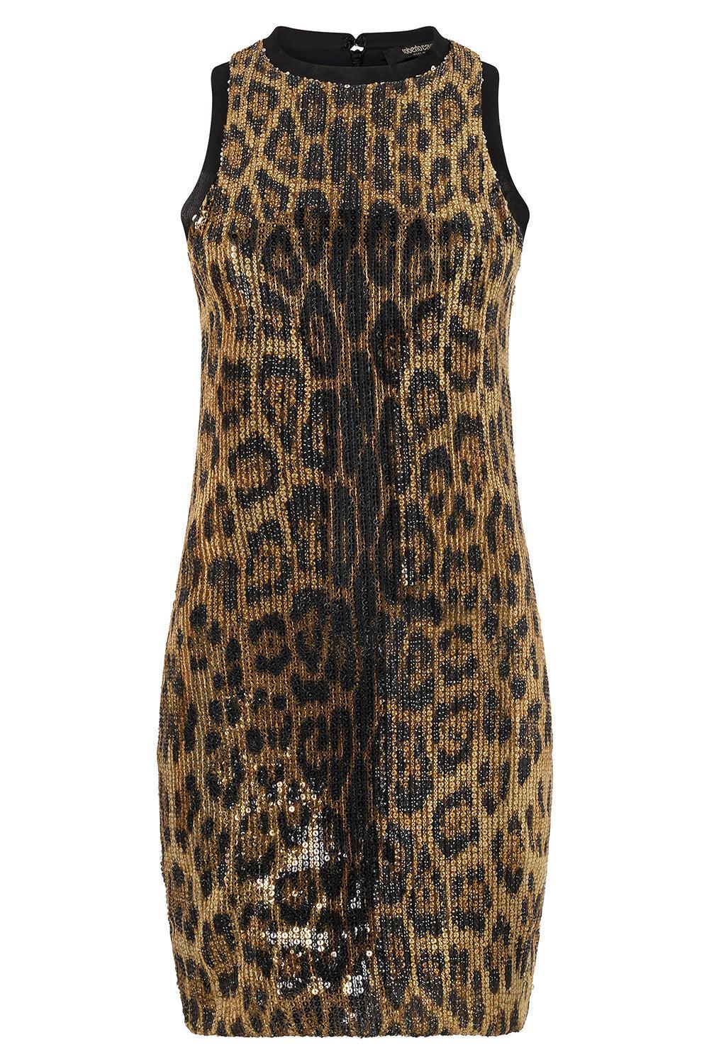 Sequined Leopard Mini Dress-NATURAL-38-CLOTHINGDRESSCOCKTAIL-ROBERTO CAVALLI