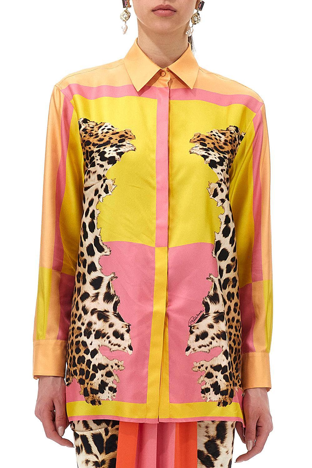 Pop Printed Blouse-YELLOW-40-CLOTHINGTOPBLOUSE-ROBERTO CAVALLI