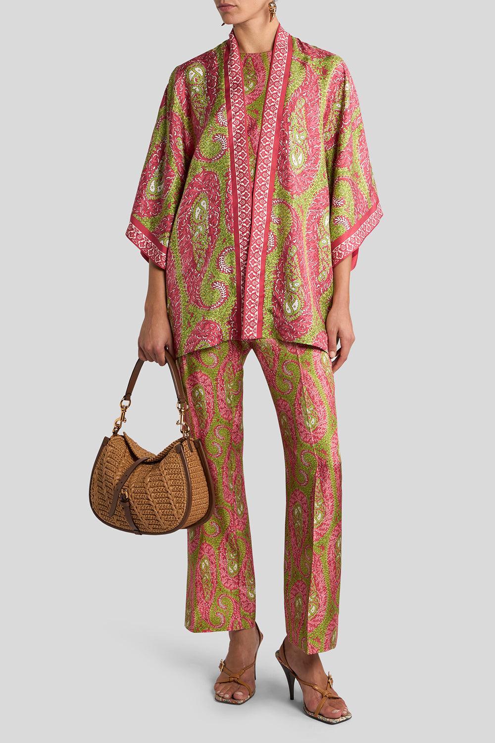 Bootcut Trousers-PNK/GRN-38-CLOTHINGPANTCROPPED-ETRO
