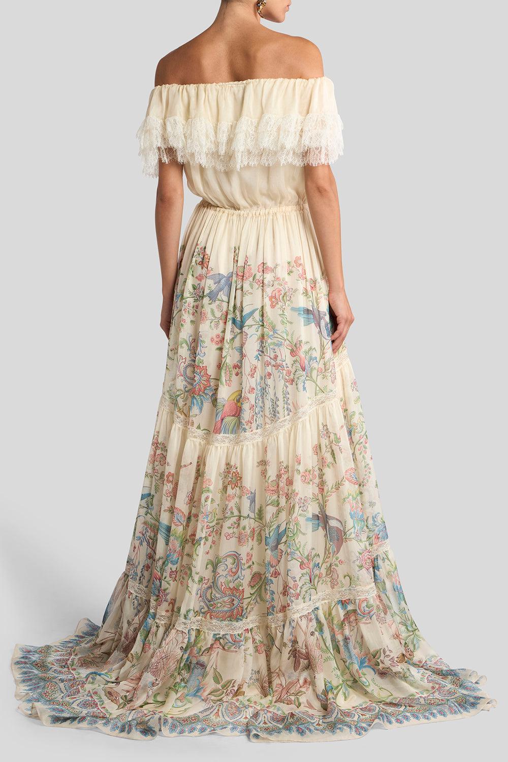 Off The Shoulder Inset Gown-IVORMULT-40-CLOTHINGDRESSGOWN-ETRO