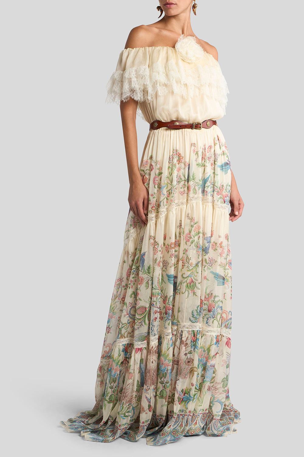 Off The Shoulder Inset Gown-IVORMULT-40-CLOTHINGDRESSGOWN-ETRO