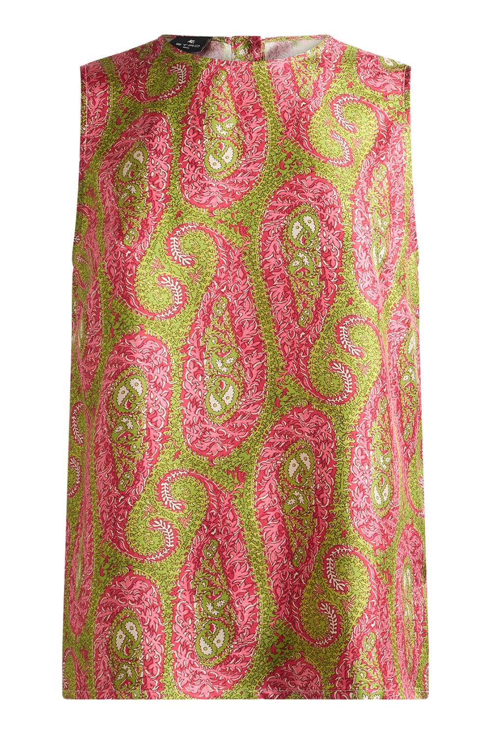 Side Slits Tank Top-PNK/GRN-38-CLOTHINGTOPTANK-ETRO
