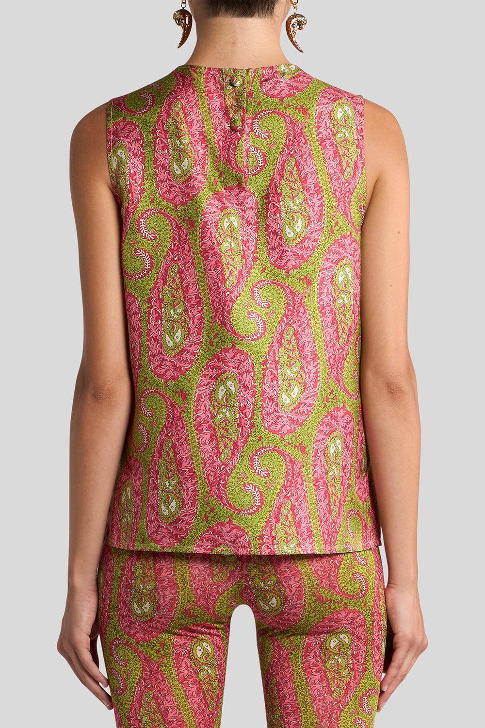 Side Slits Tank Top-PNK/GRN-38-CLOTHINGTOPTANK-ETRO
