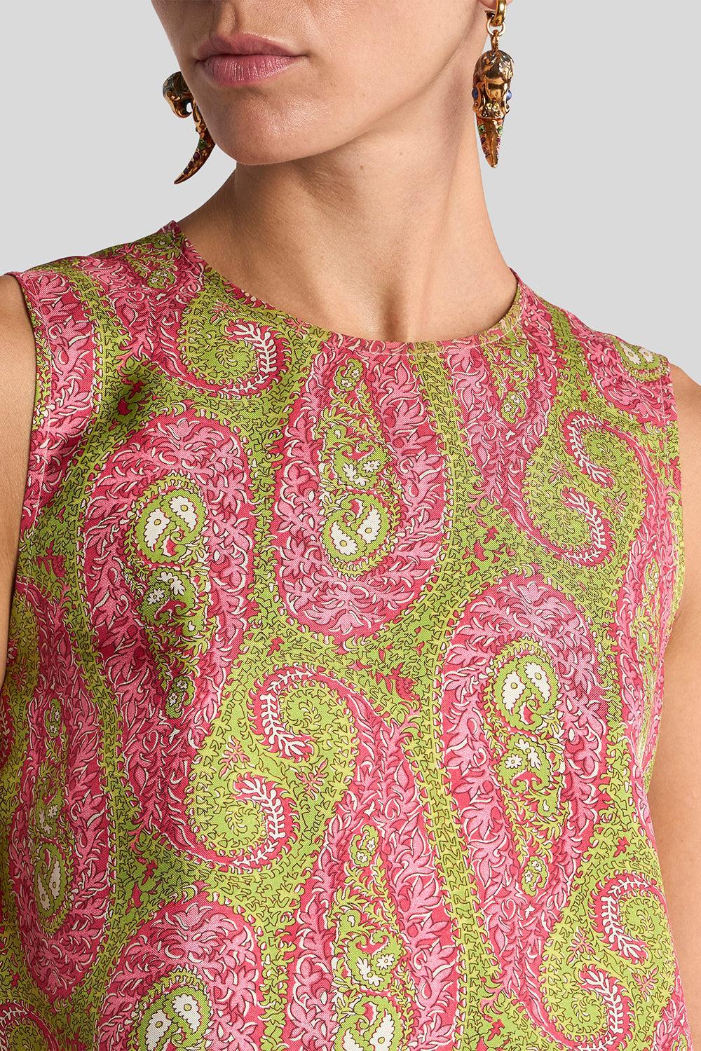 Side Slits Tank Top-PNK/GRN-38-CLOTHINGTOPTANK-ETRO