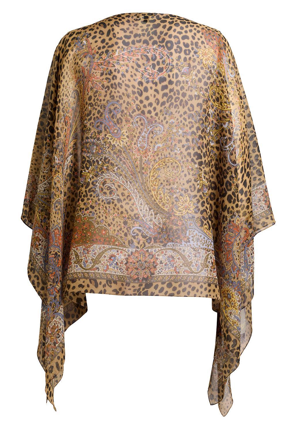 Cheetah Print Poncho Blouse-PRNT/YLL-O/S-CLOTHINGTOPPONCHO-ETRO