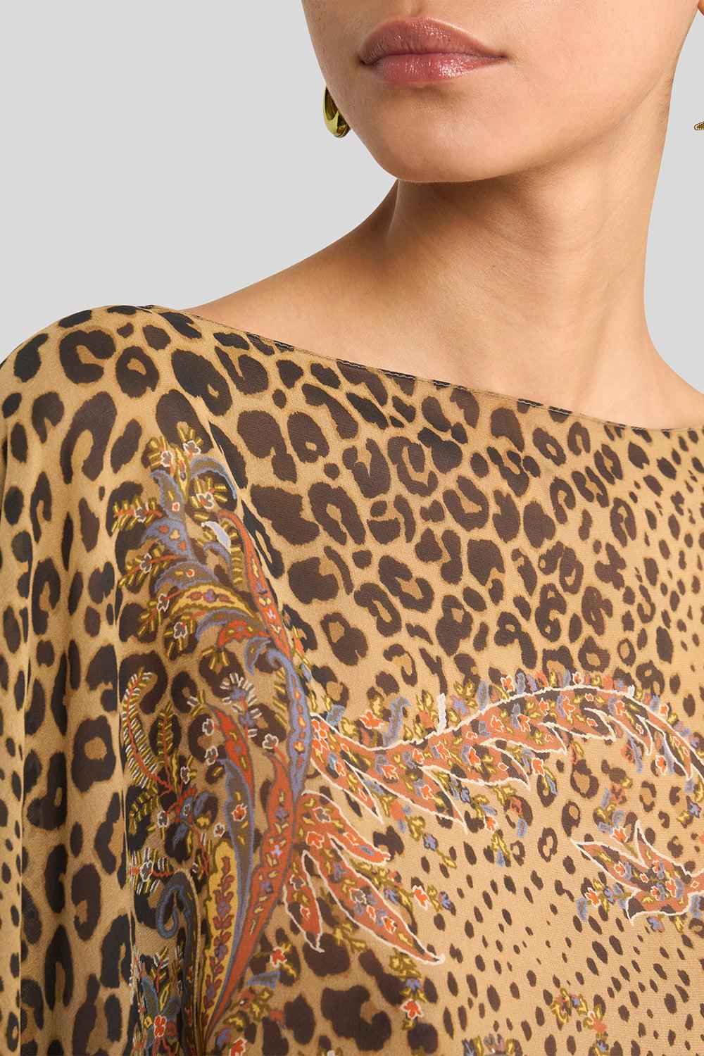 Cheetah Print Poncho Blouse-PRNT/YLL-O/S-CLOTHINGTOPPONCHO-ETRO