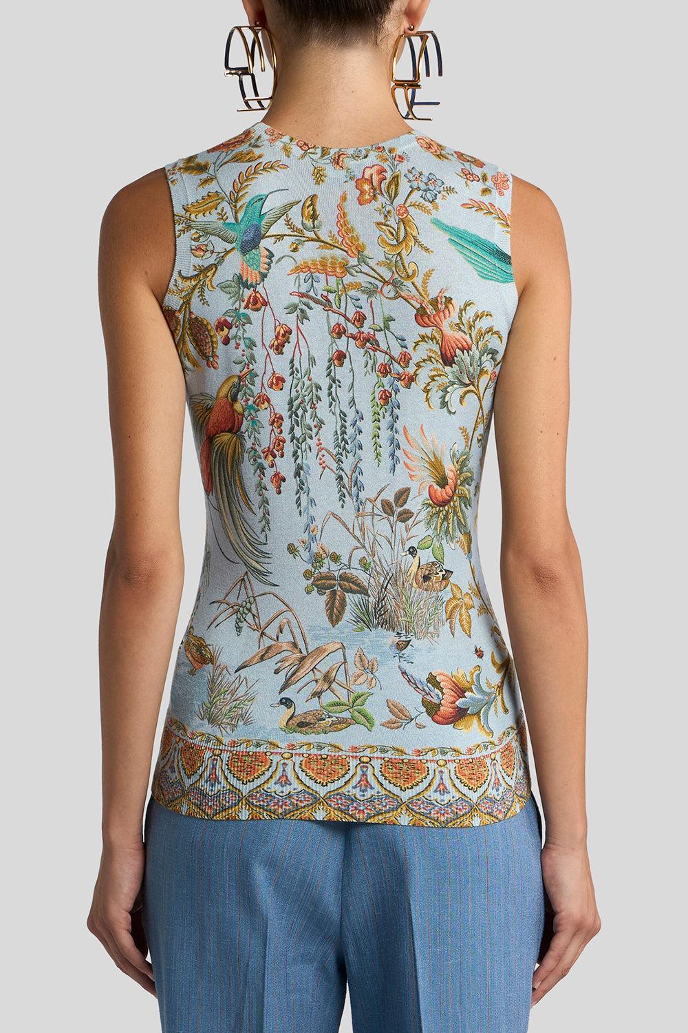 Printed Knit Tank Top-MLTLTBLU-38-CLOTHINGTOPTANK-ETRO