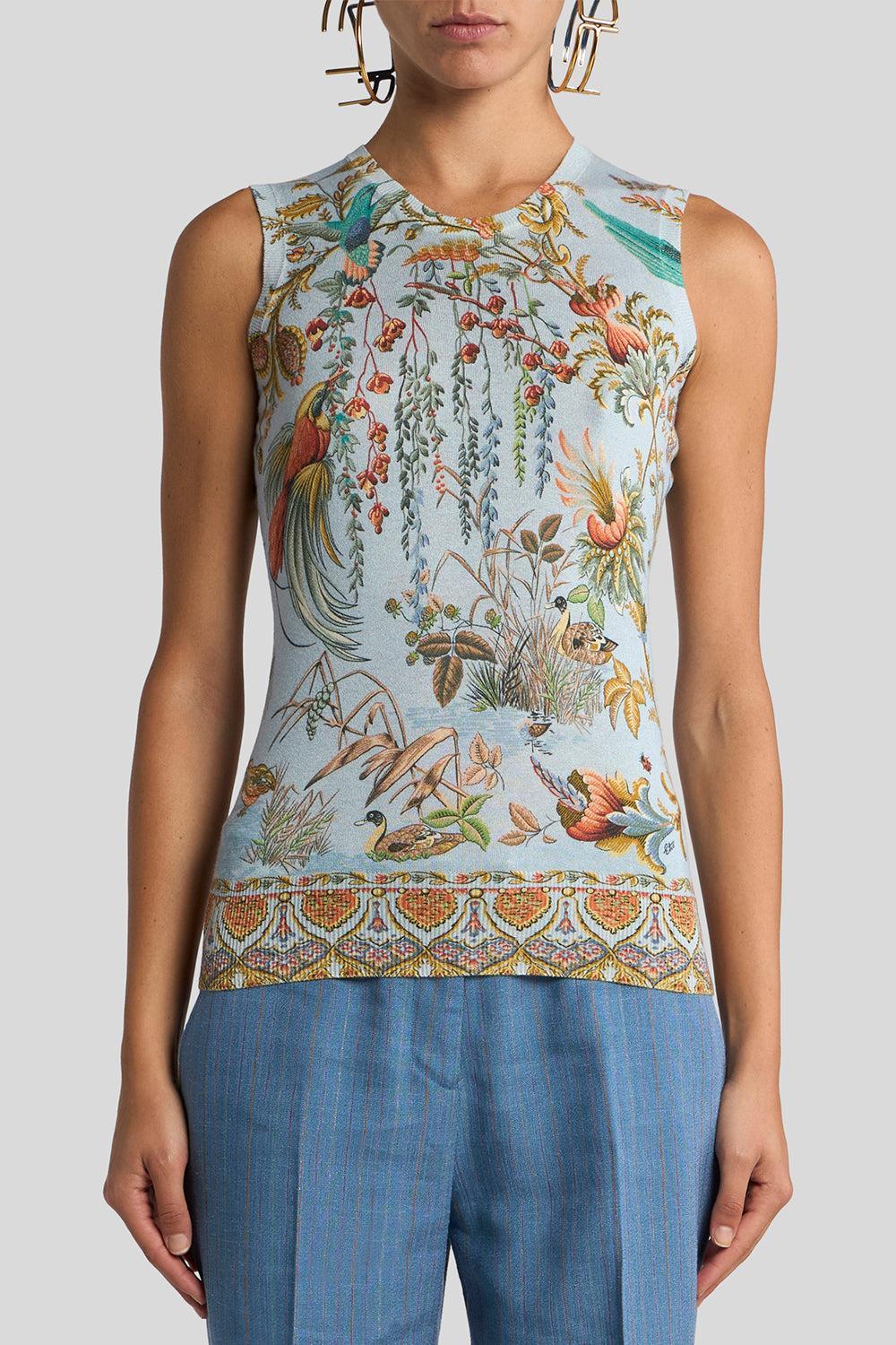 Printed Knit Tank Top-MLTLTBLU-38-CLOTHINGTOPTANK-ETRO