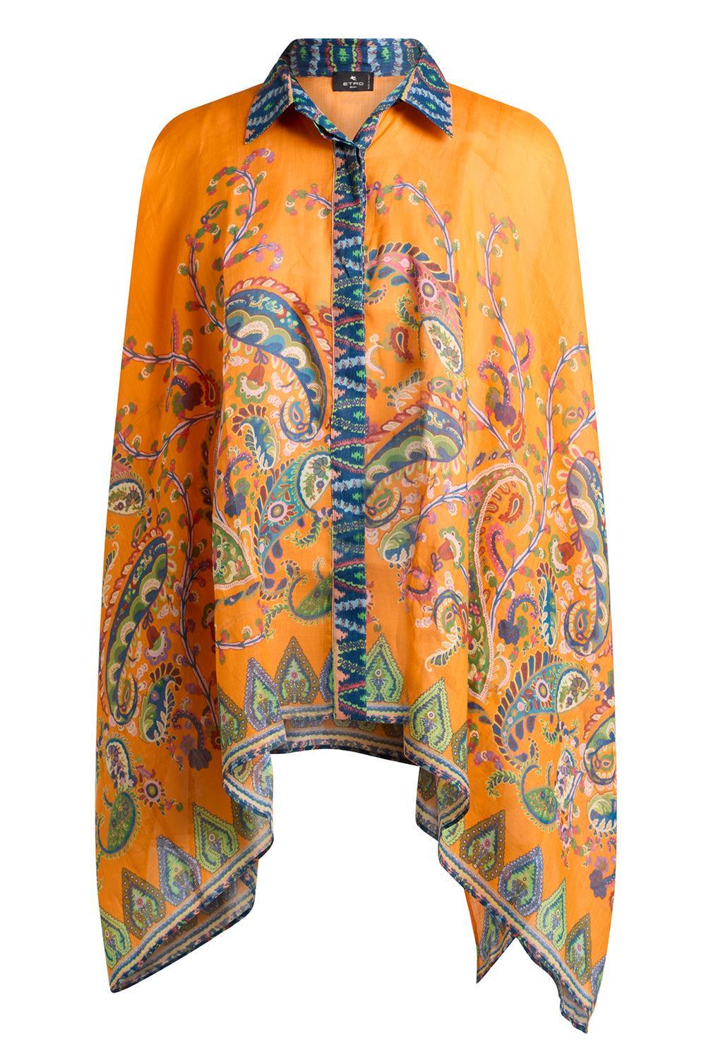 Flare Poncho Beach Blouse-PRNTORNG-38-CLOTHINGTOPPONCHO-ETRO