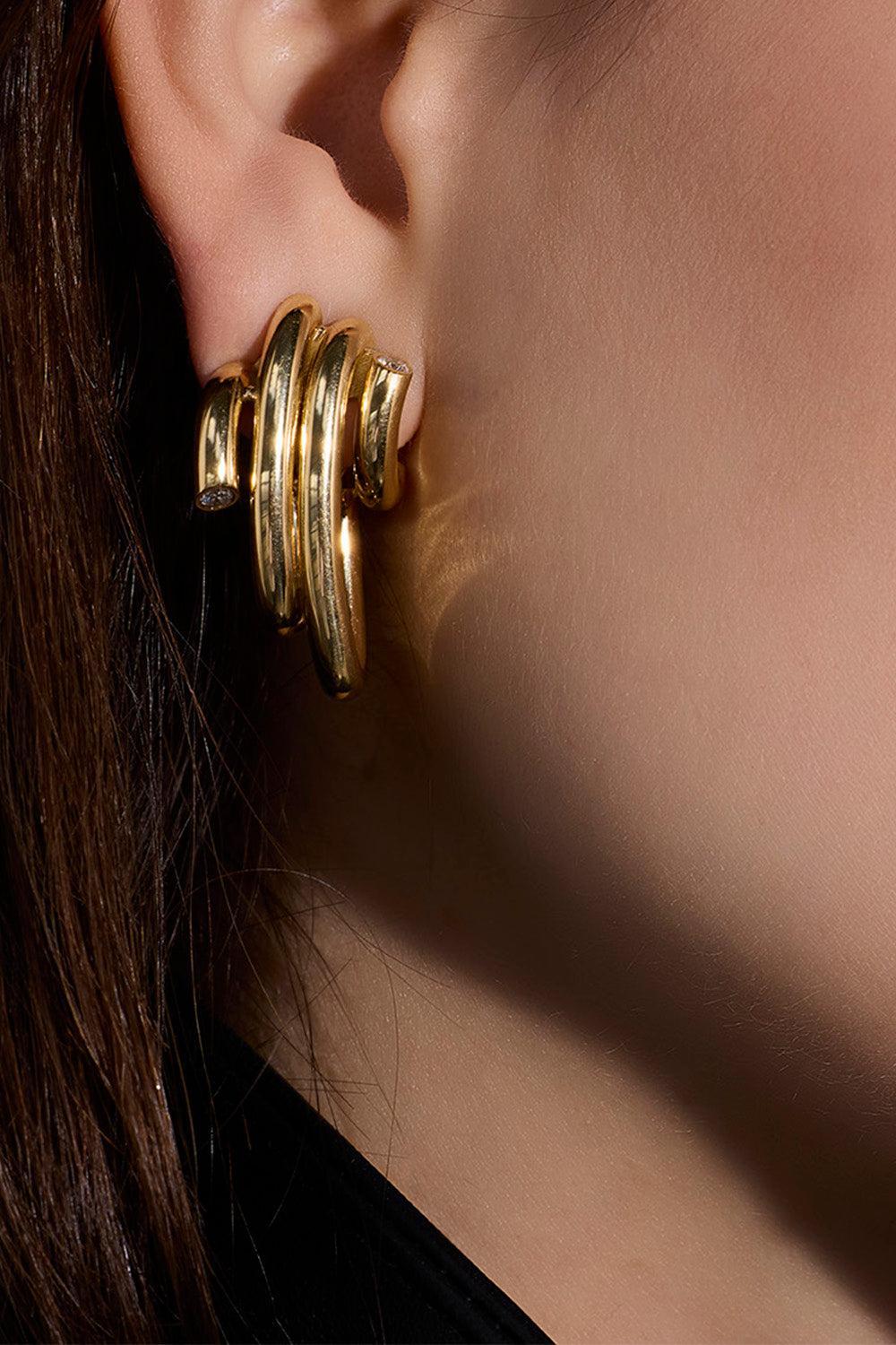 Diamond End Thoby Spiral Earrings-YELLOW GOLD-JEWELRYFINE JEWELEARRING-WALTERS FAITH