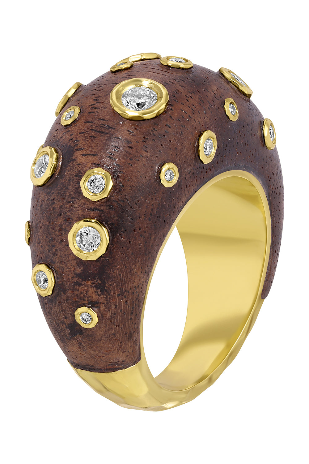 Diamond Wood Dome Tribute Ring