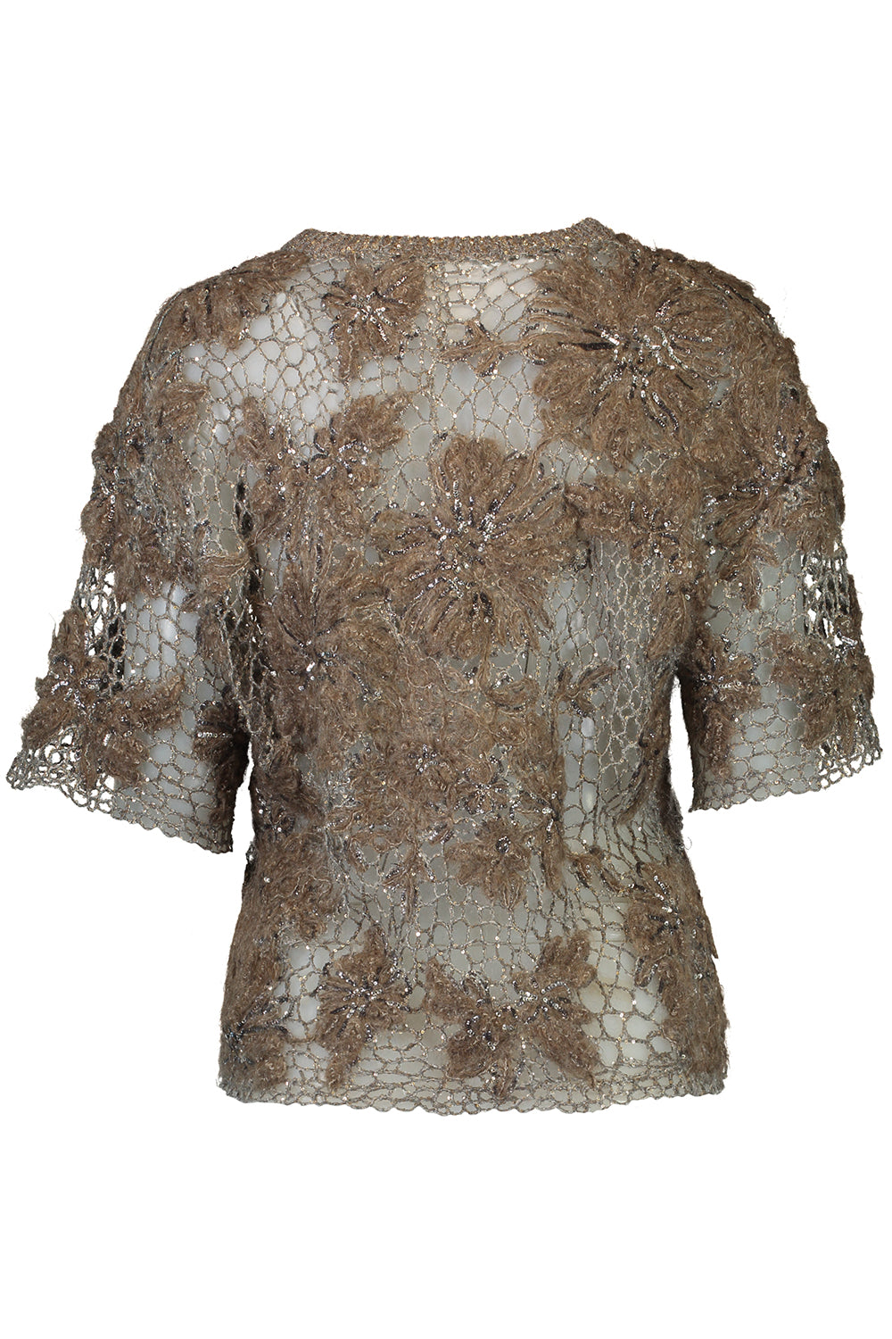 Whispering Bloom Embroidered Couture Knit Top