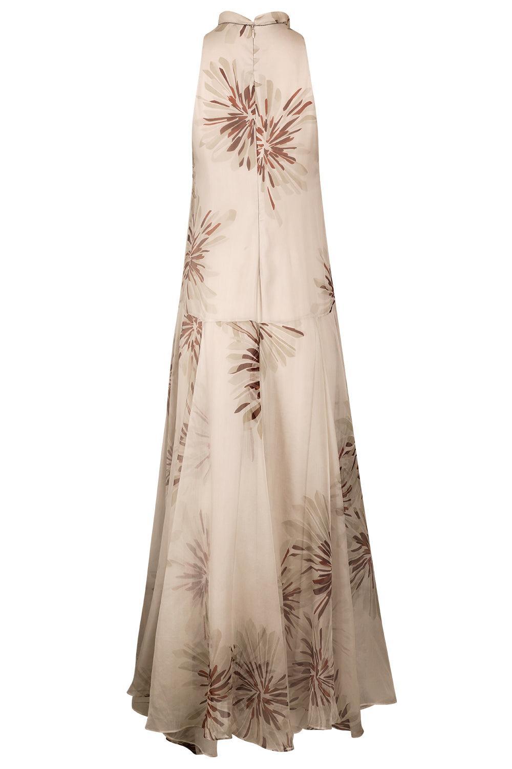 Bloom Print Maxi Dress-BROWN-S-CLOTHINGDRESSCOCKTAIL-BRUNELLO CUCINELLI