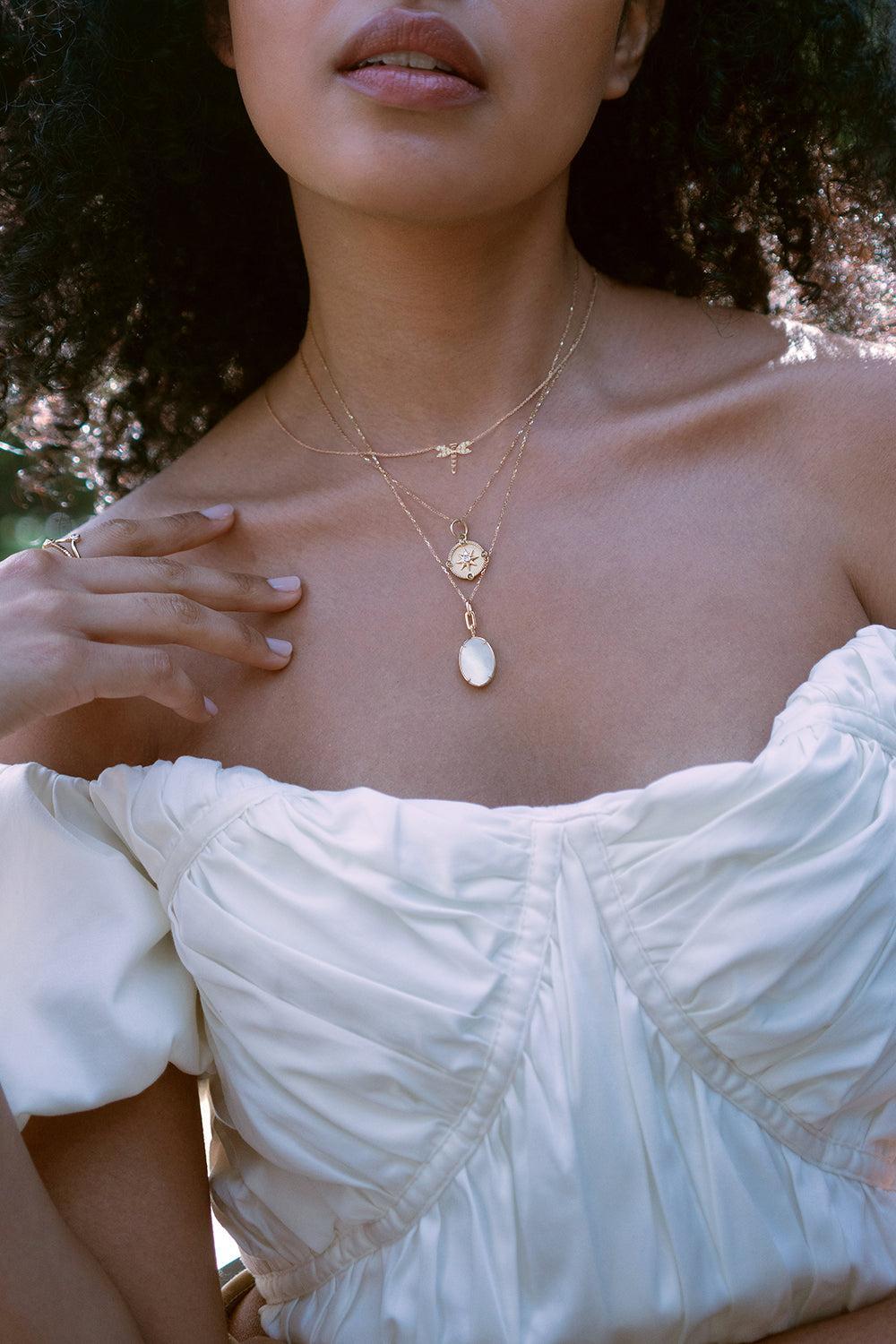 Diamond Mini Adventure Compass Necklace-YELLOW GOLD-17-JEWELRYFINE JEWELNECKLACE O-MONICA RICH KOSANN