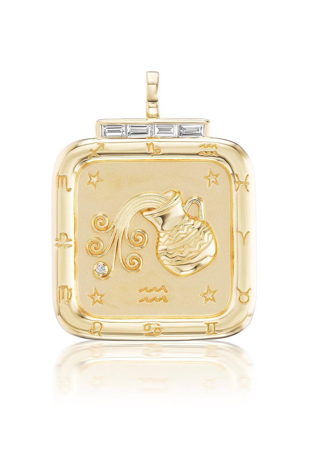 Diamond Aquarius Pendant-YELLOW GOLD-JEWELRYFINE JEWELPENDANT-SORELLINA