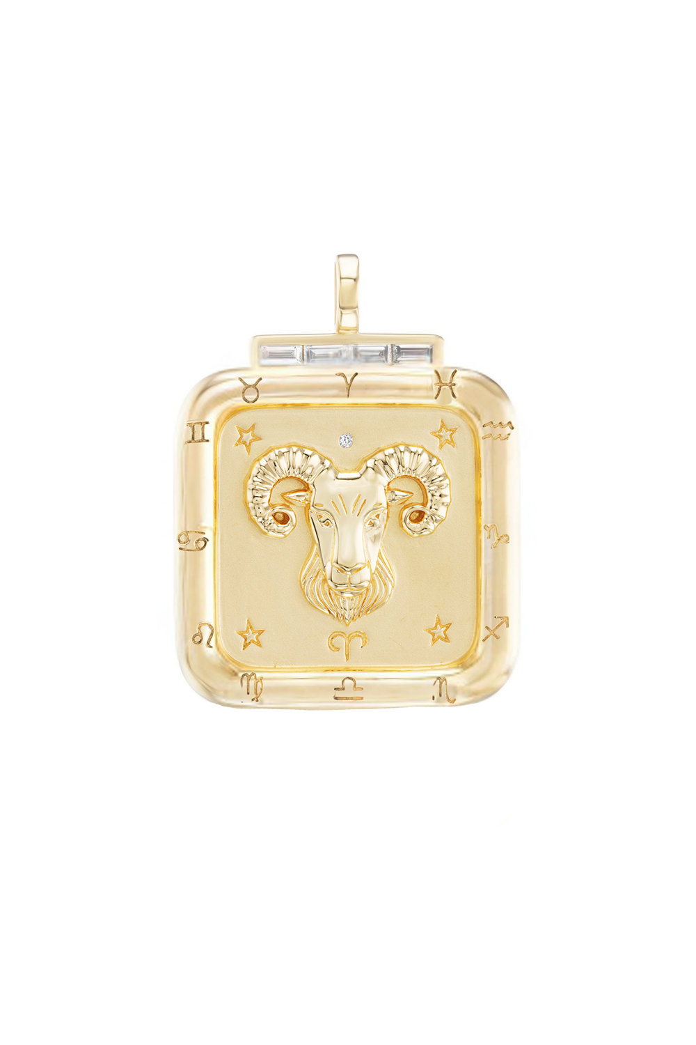 Diamond Aries Zodiac Pendant-YELLOW GOLD-JEWELRYFINE JEWELPENDANT-SORELLINA