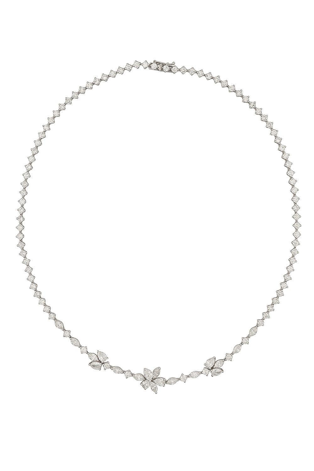 Mix Diamond 3 Station Necklace-WHITE GOLD-JEWELRYFINE JEWELNECKLACE O-ZYDO