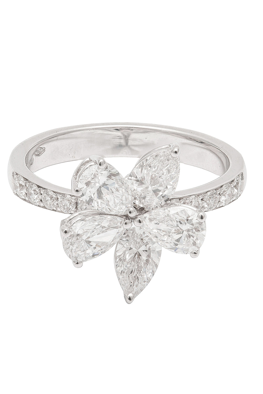 Diamond Flower Ring - White Gold