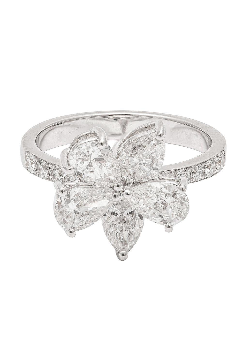 Diamond Flower Ring-WHITE GOLD-6.5-JEWELRYFINE JEWELRING-ZYDO