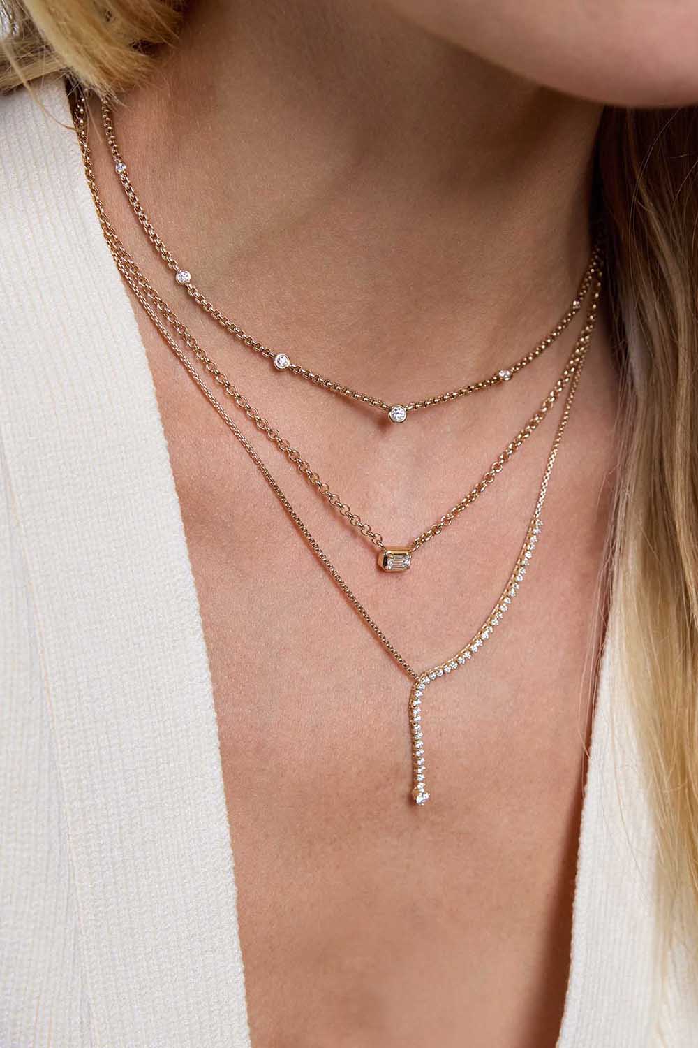 Diamond Tennis Lariat Necklace