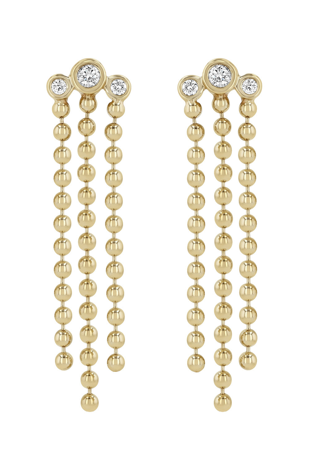 Diamond Triple Waterfall Long Chain Earrings