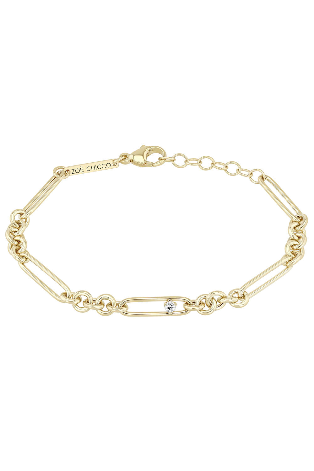 Diamond Mixed Paperclip Rolo Bracelet