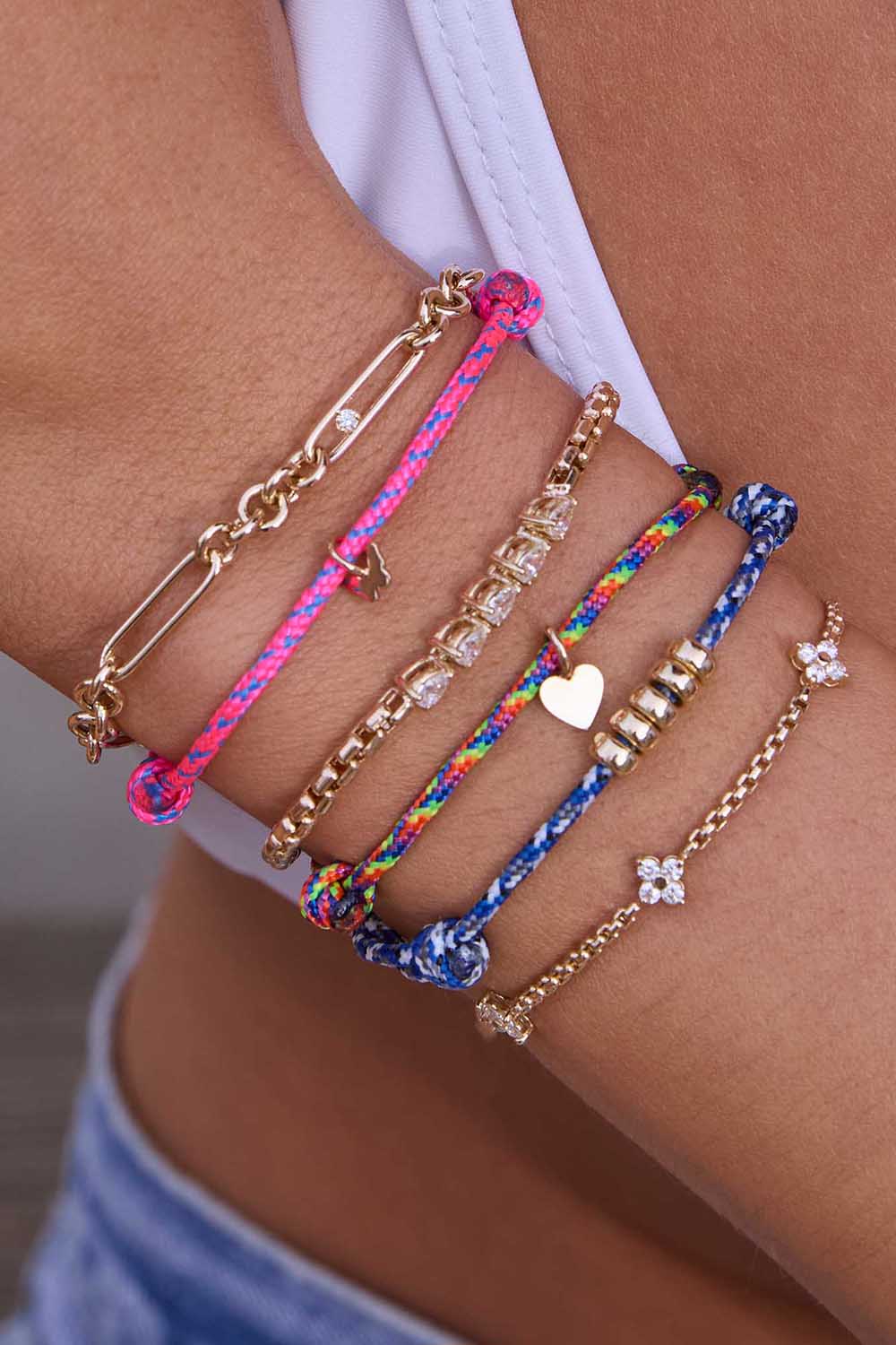 Diamond Mixed Paperclip Rolo Bracelet