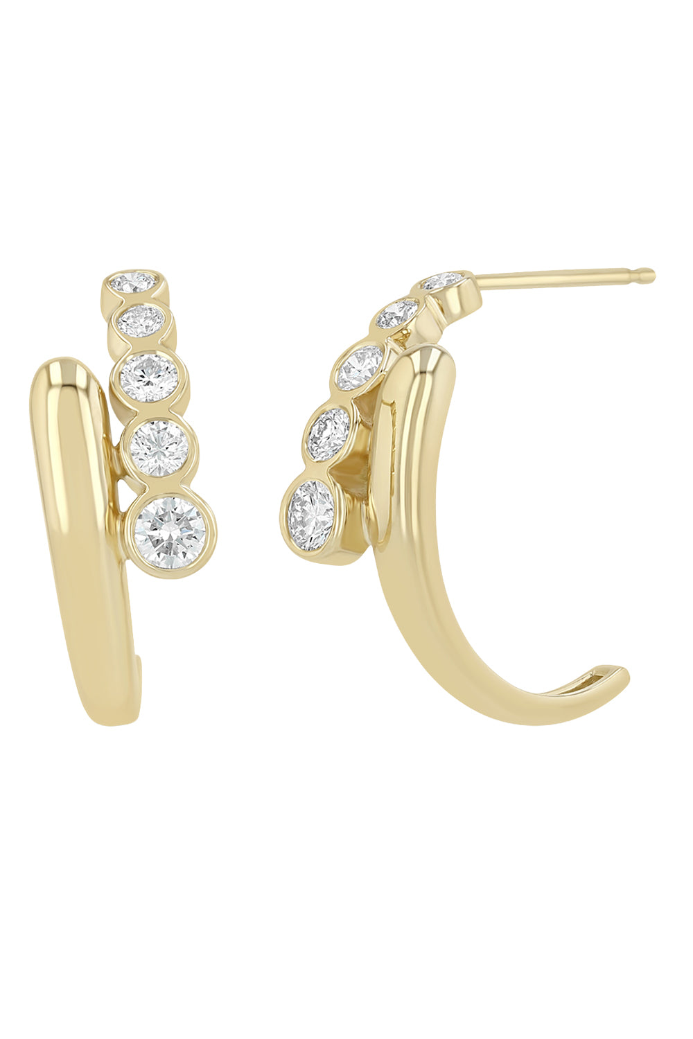 Diamond Overlap Bypass Hoop Earrings