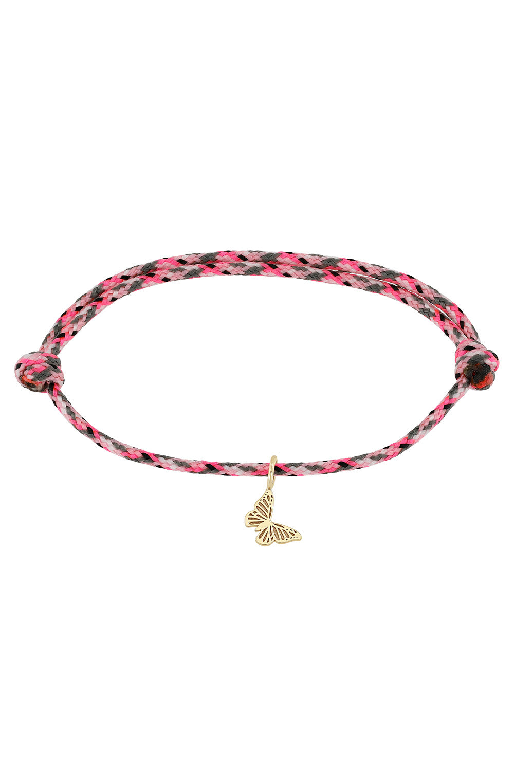 Butterfly Pink Cord Charm Bracelet