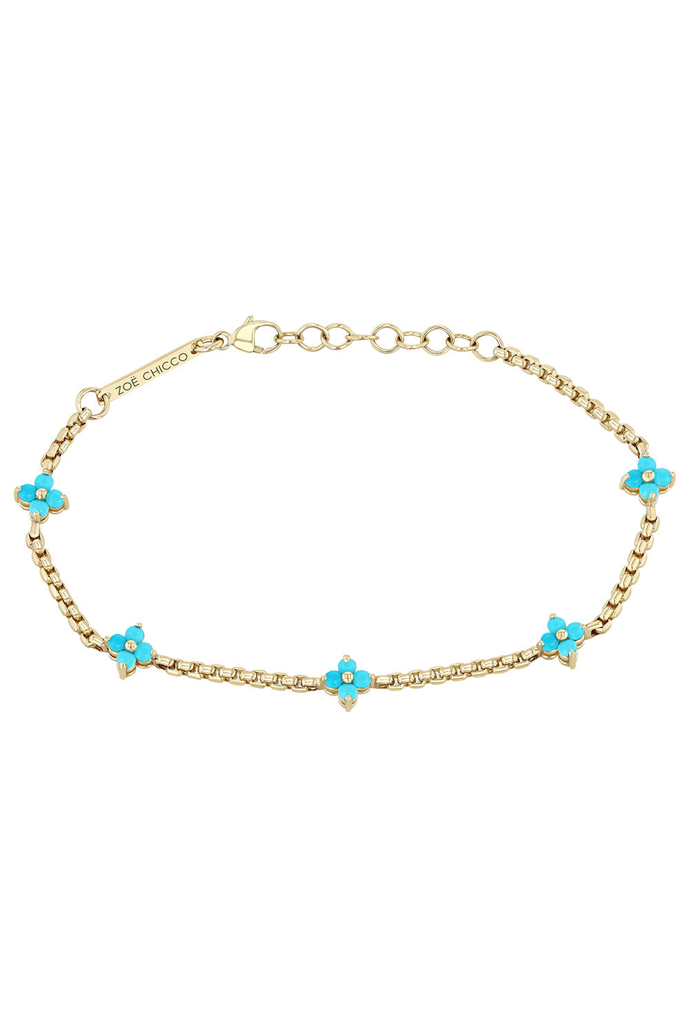 Turquoise Five Station Box Chain Bracelet