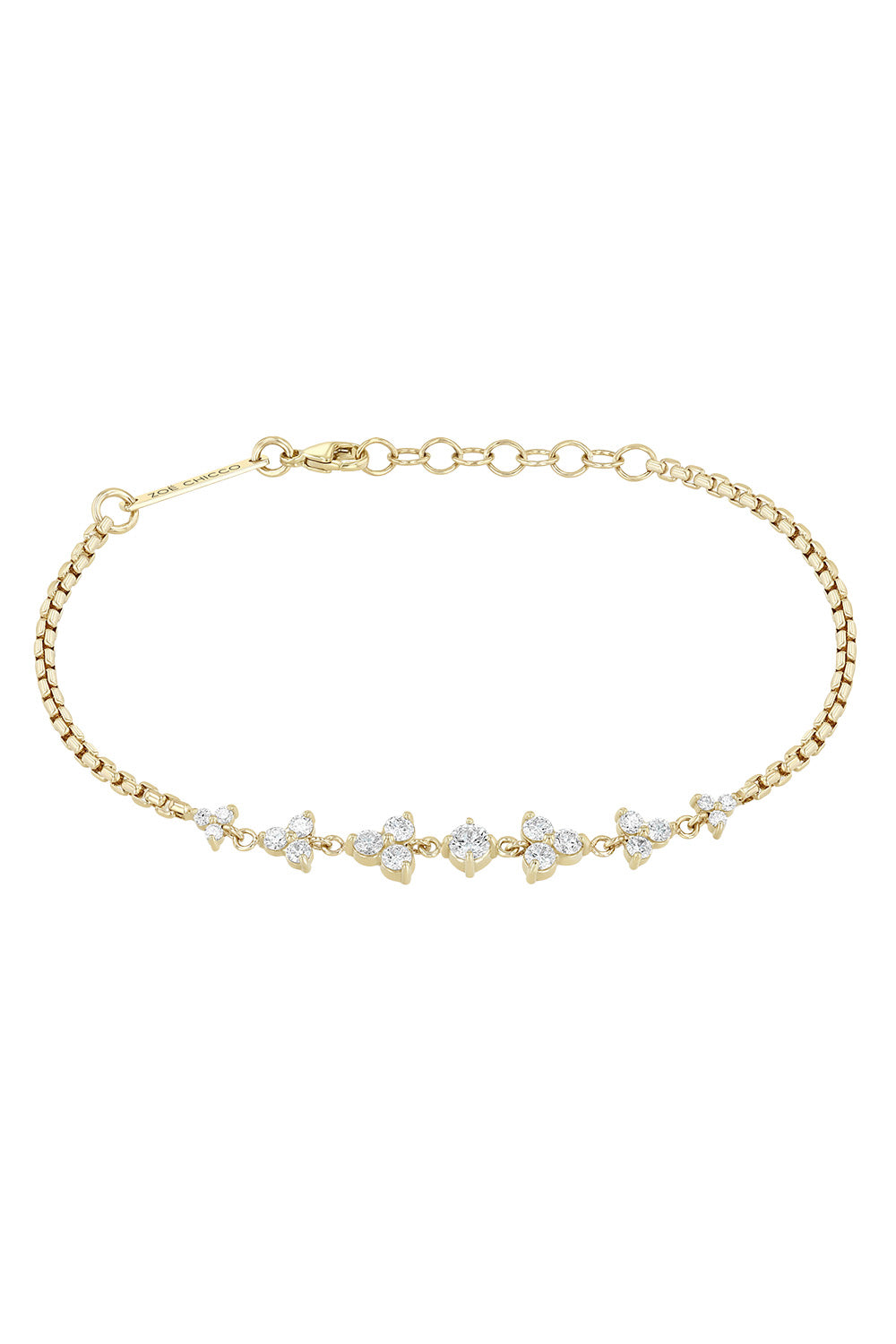 Diamond Graduated Box Chain Trios Bracelet